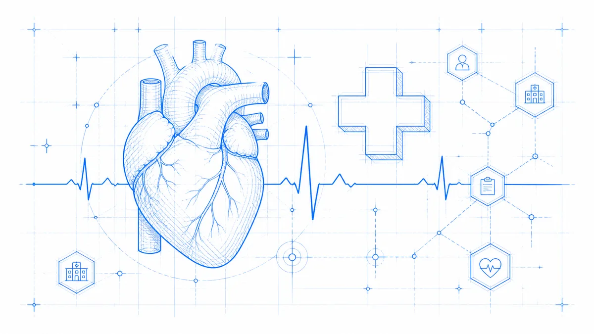 Blueprint drawing of a connected healthcare platform