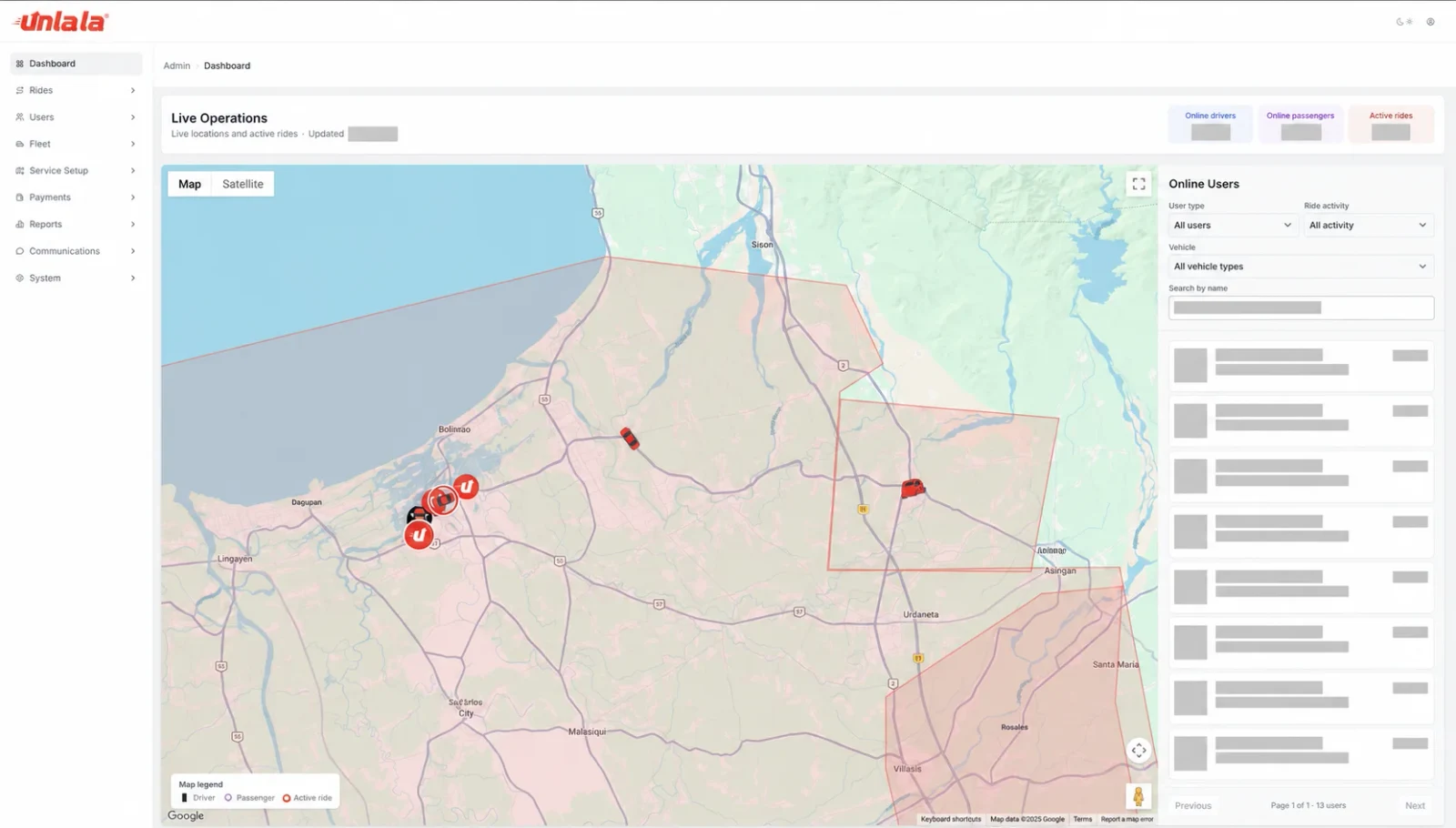 Sanitized UNLA LA production Live Operations view